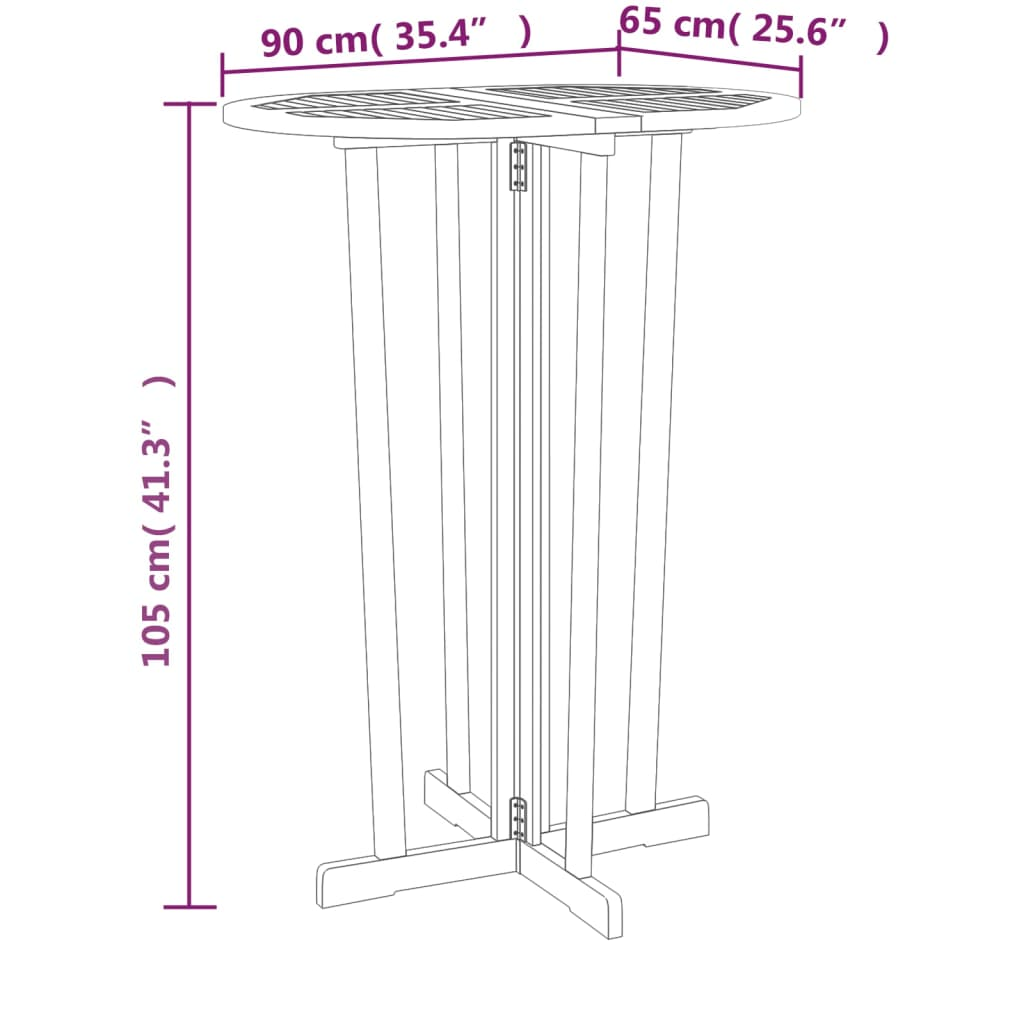  Solid Teak Wood Folding Bar Table 90x65x105 cm