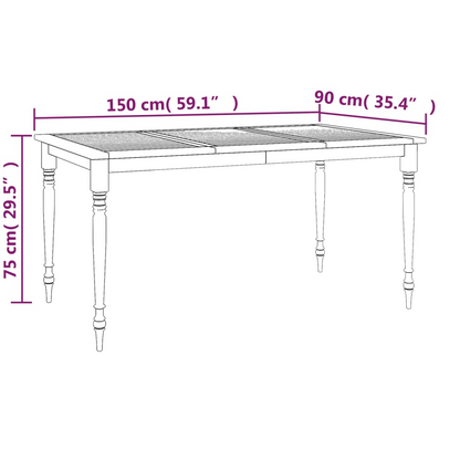 Solid Teak Wood Batavia Table 150x90x75 cm