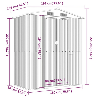 Garden Shed Anthracite 192x108x223 cm