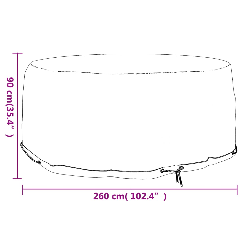 Round Garden Furniture Cover 260x90 cm 