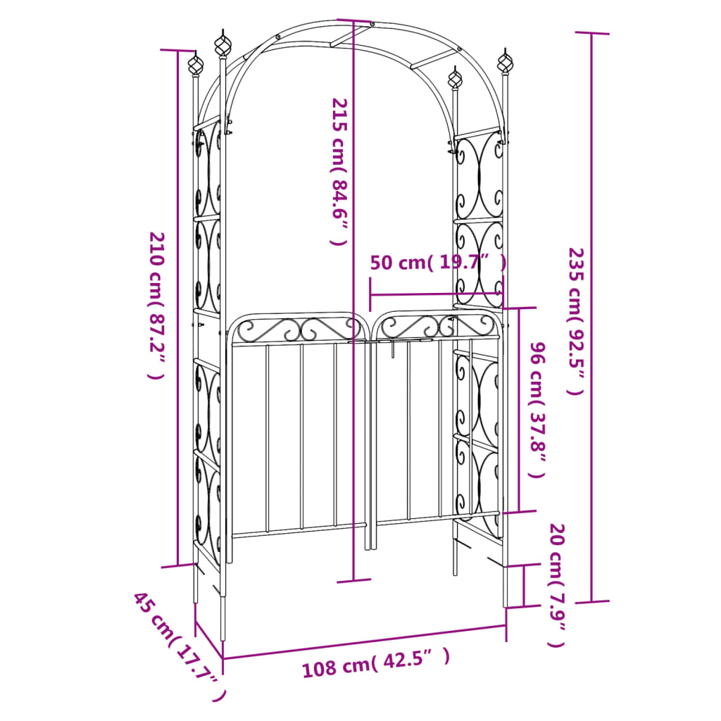 Black Garden Arch with Gate | Jscapes Home and Garden