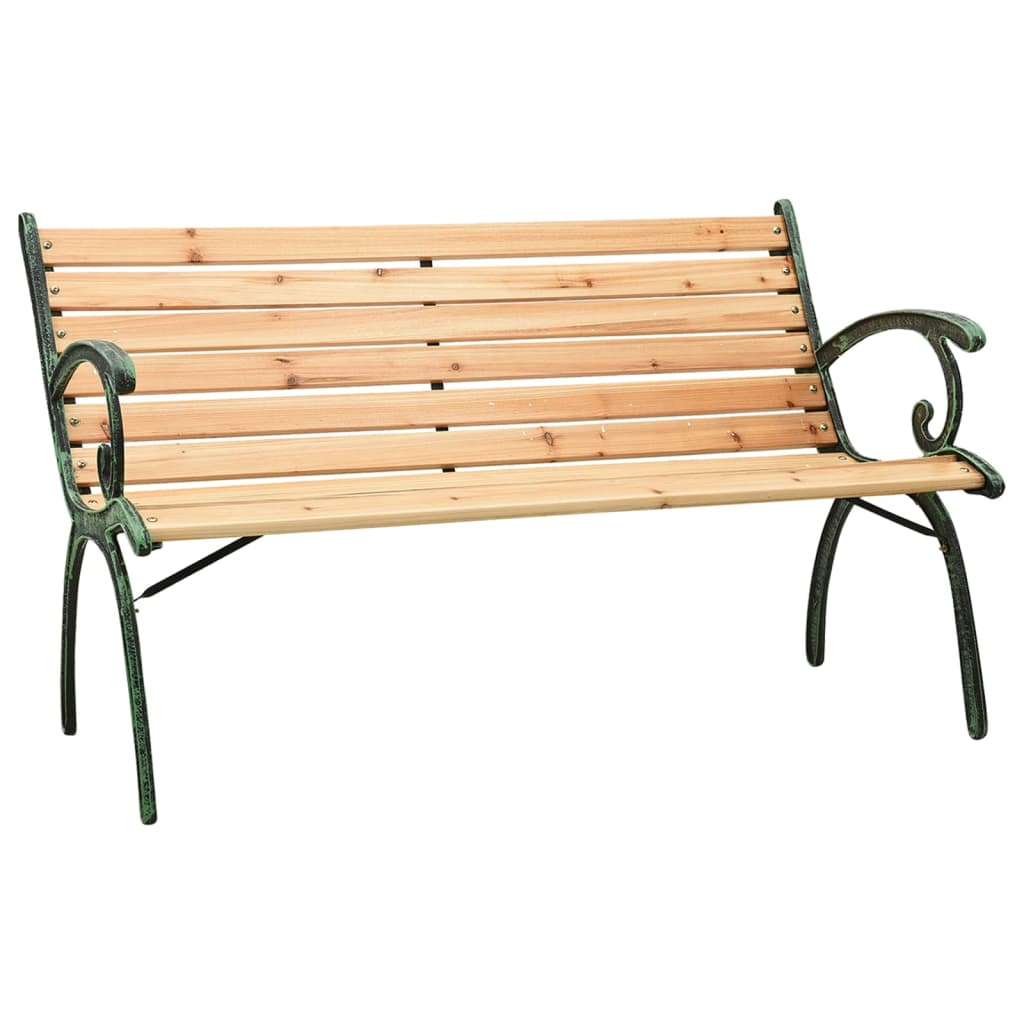 Cast Iron & Solid Fir Wood Garden Bench 116 cm