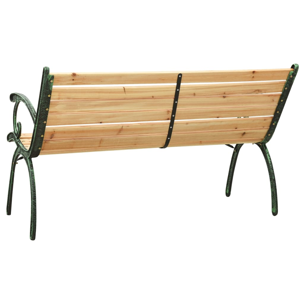 Cast Iron & Solid Fir Wood Garden Bench 116 cm