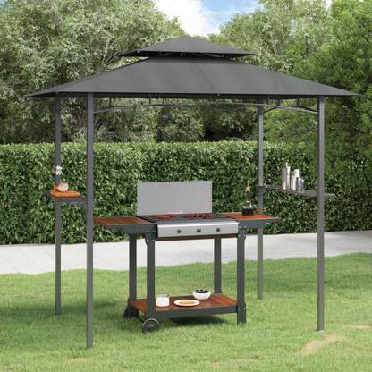 BBQ Gazebo with Side Shelves Anthracite 240x150x243 cm