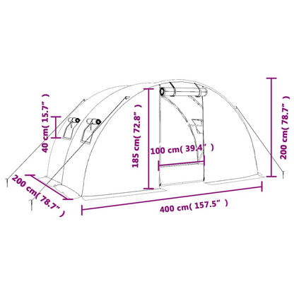 Greenhouse with Steel Frame Green 8 m² 4x2x2 m