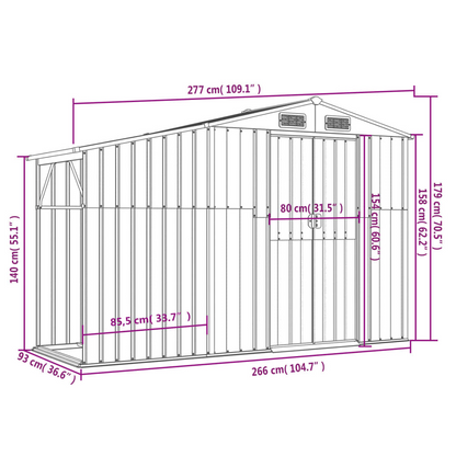 Garden Shed Green 277x93x179 cm