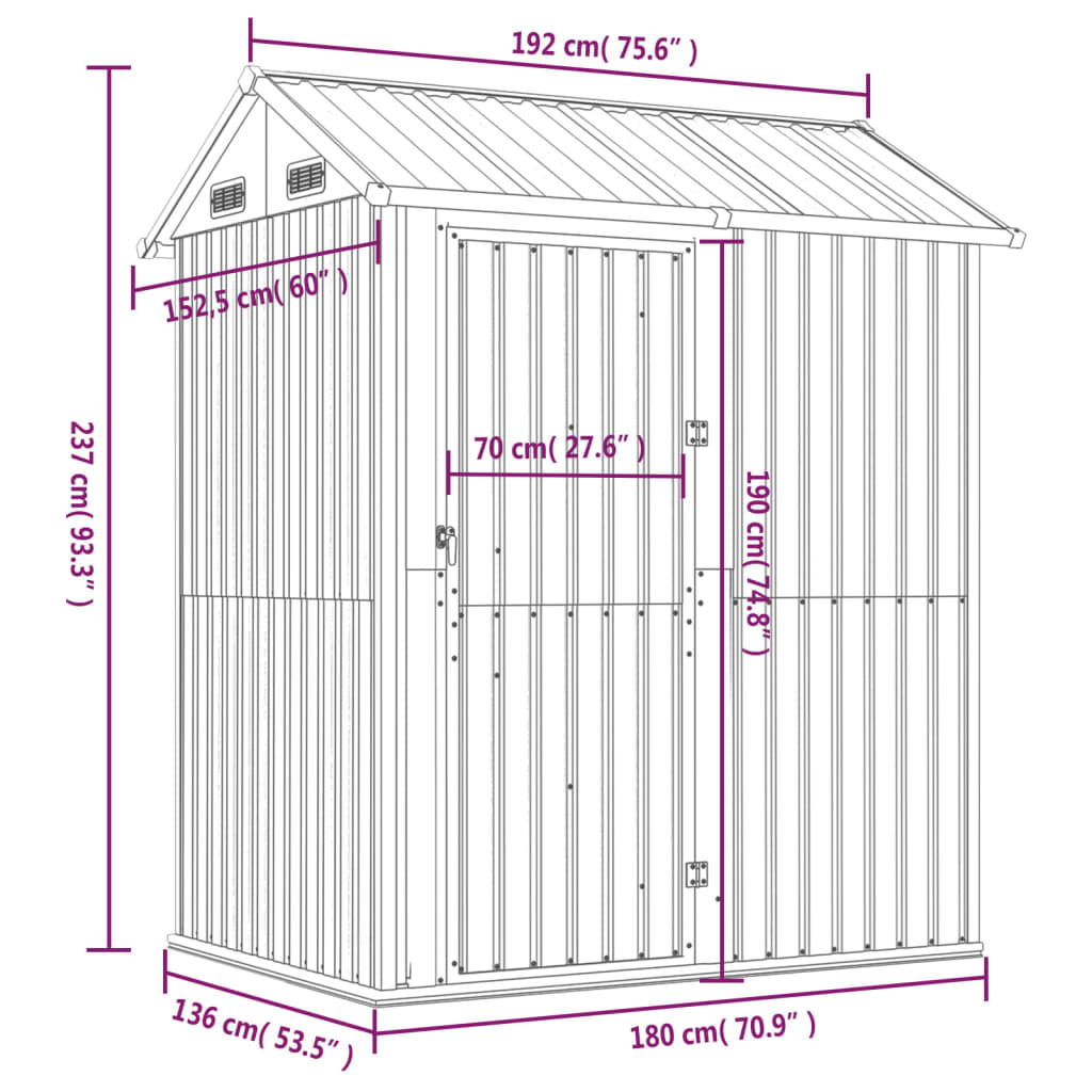 Garden Shed Anthracite 192x152.5x237 cm