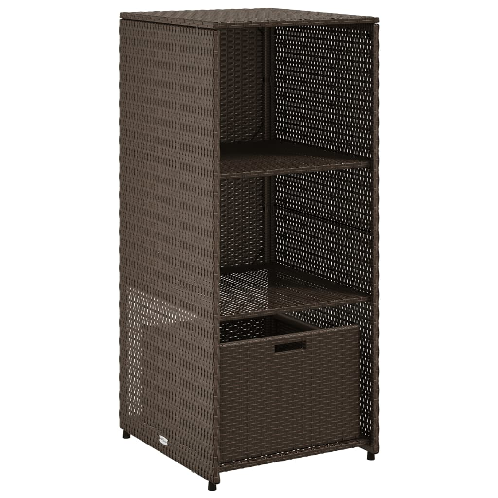 Brown Poly Rattan Garden Storage Cabinet 50x55x115 cm