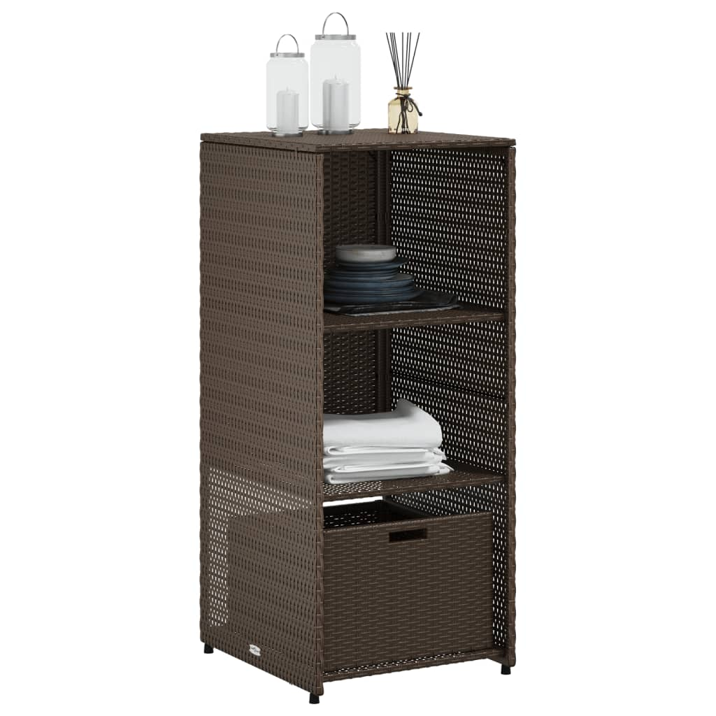 Brown Poly Rattan Garden Storage Cabinet 50x55x115 cm