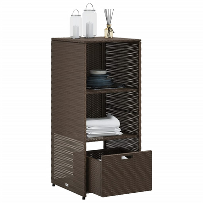 Brown Poly Rattan Garden Storage Cabinet 50x55x115 cm