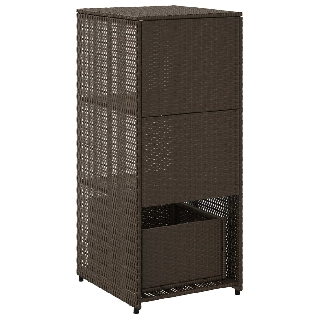 Brown Poly Rattan Garden Storage Cabinet 50x55x115 cm