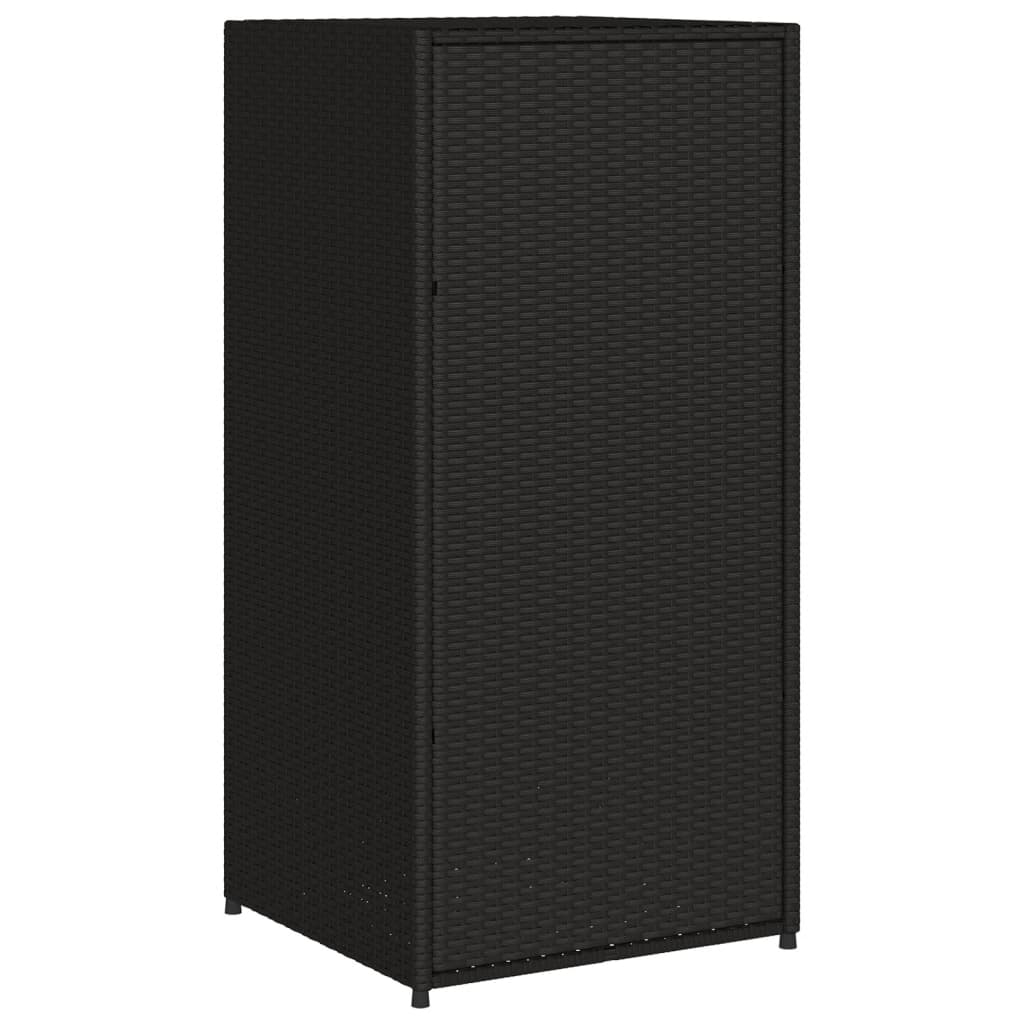 Black Poly Rattan Garden Storage Cabinet 55x55x111 cm