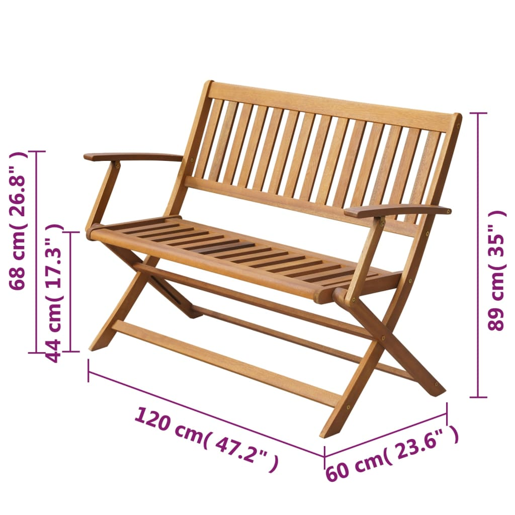  Solid Acacia Wood Garden Bench 120 cm