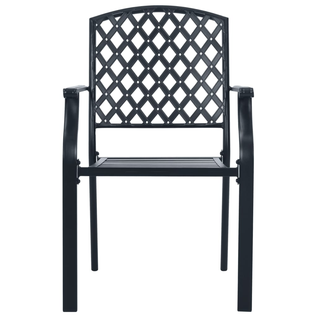 Black Steel Stackable Outdoor Chairs 2 pcs