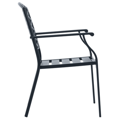 Black Steel Stackable Outdoor Chairs 2 pcs