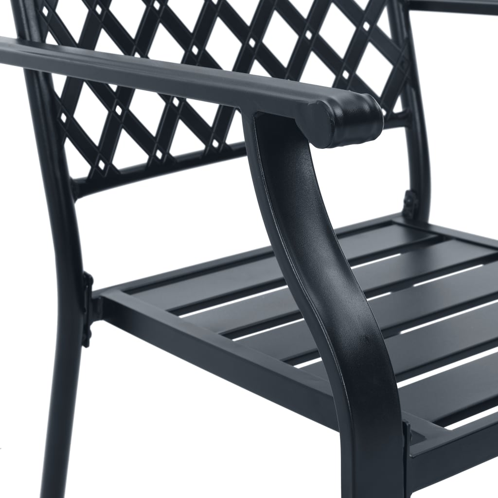 Black Steel Stackable Outdoor Chairs 2 pcs