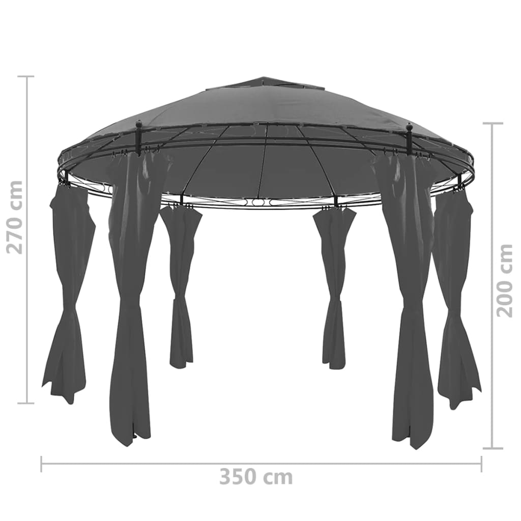 Anthracite Gazebo with Curtains Round