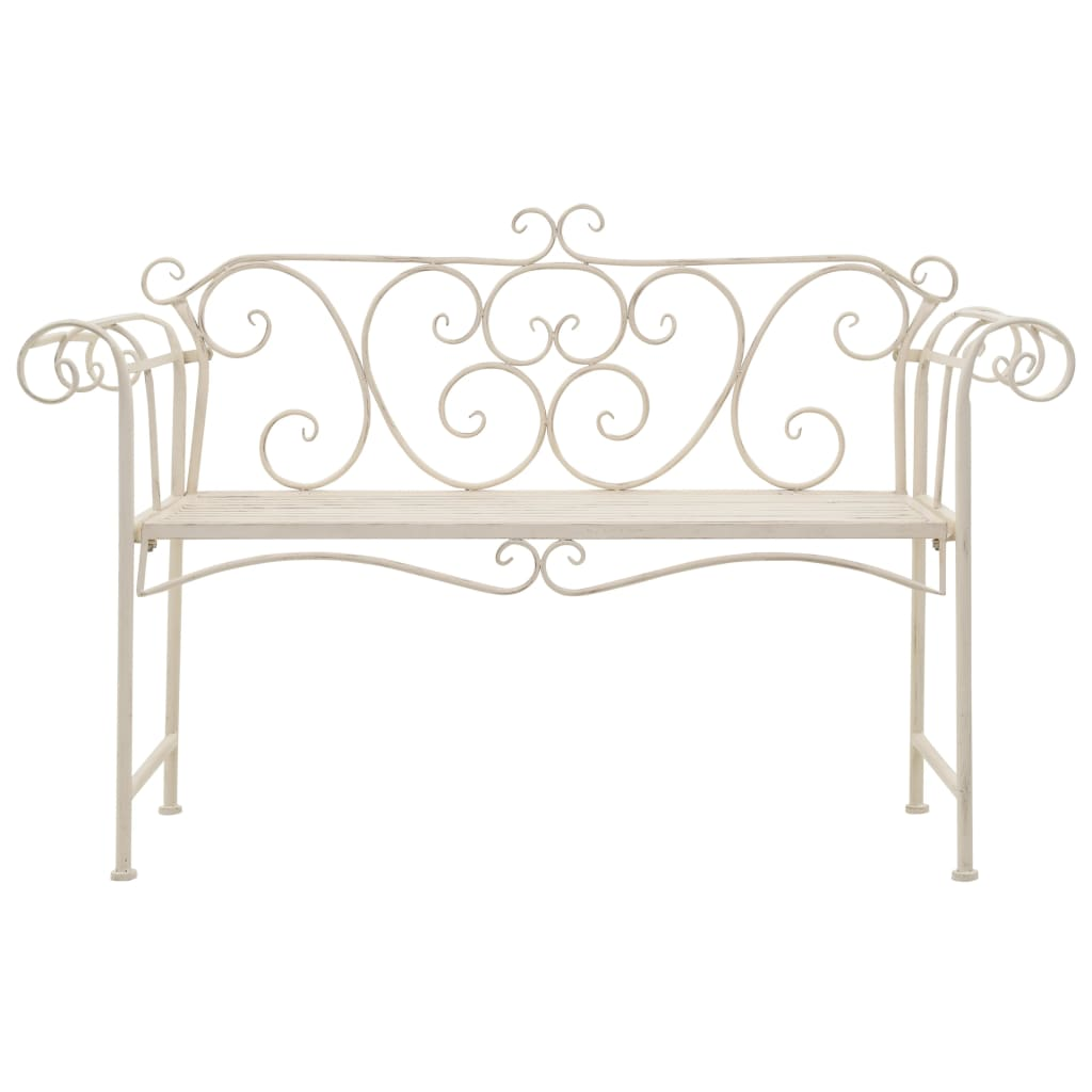 White Antique Metal Garden Bench 132 cm