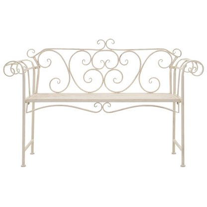 White Antique Metal Garden Bench 132 cm