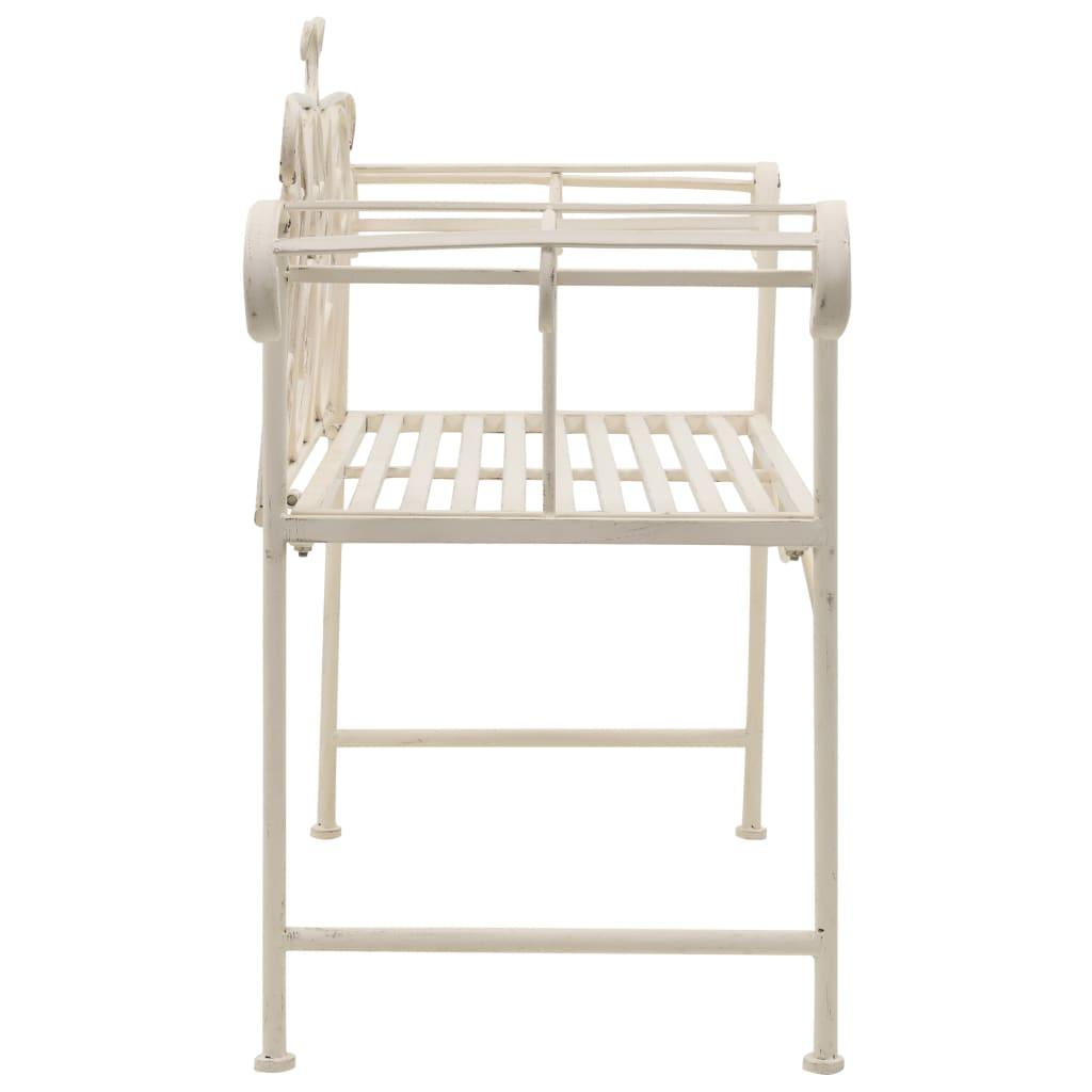 White Antique Metal Garden Bench 132 cm