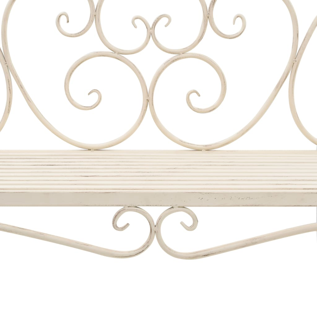 White Antique Metal Garden Bench 132 cm