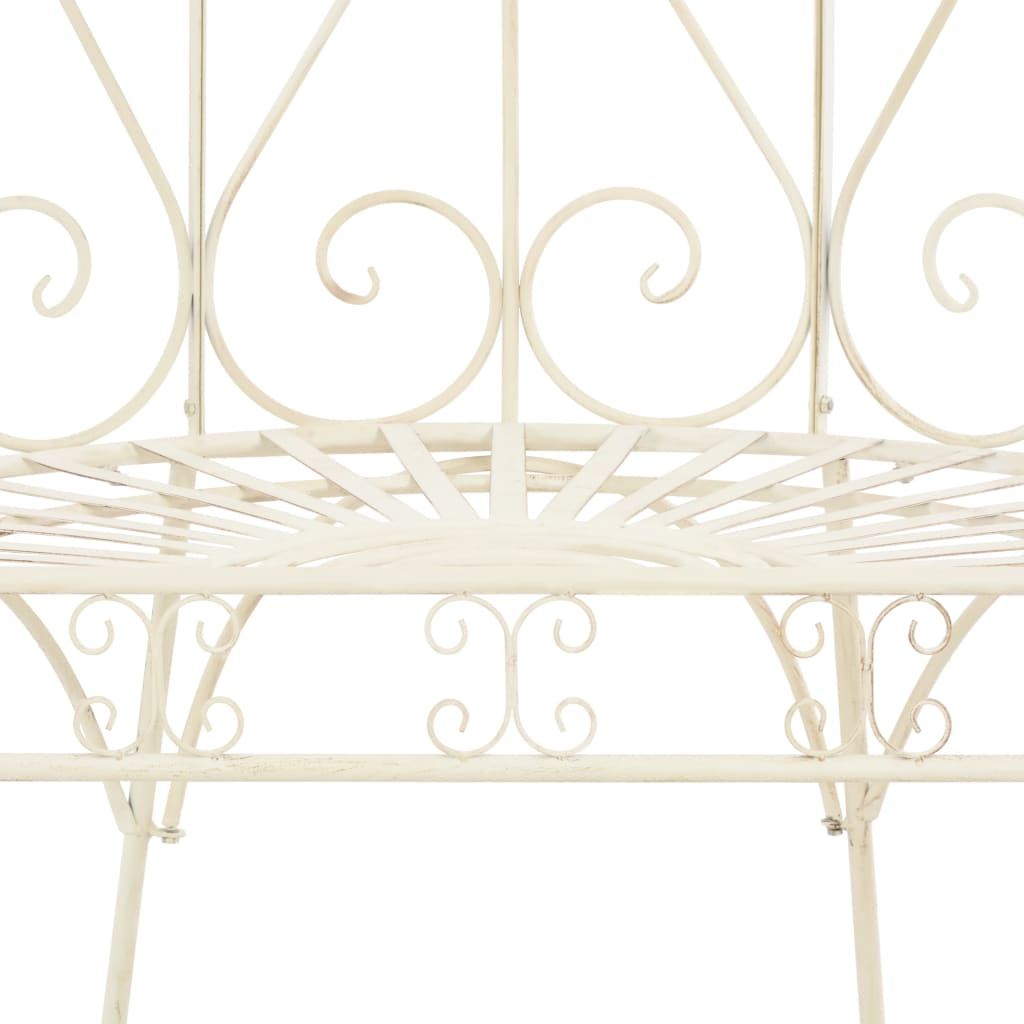 Iron Antique White Garden Bench 95 cm