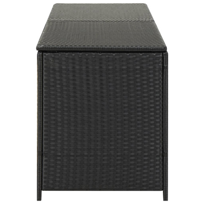 Black Poly Rattan Garden Storage Box 200x50x60 cm