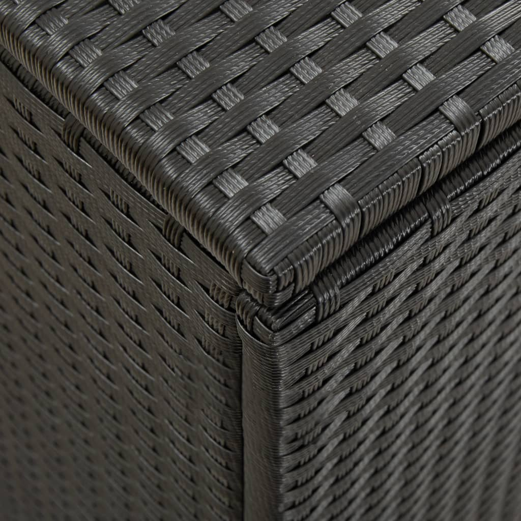 Black Poly Rattan Garden Storage Box 200x50x60 cm