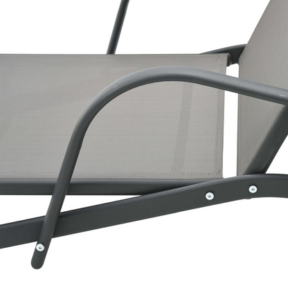  Textilene and Steel Sun Loungers 2 pcs with Table