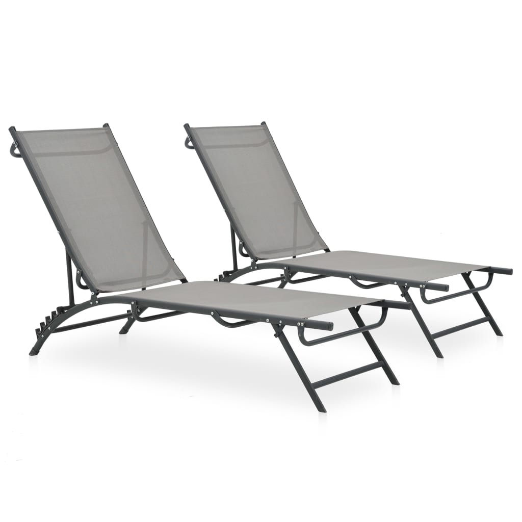 Textilene and Steel Sun Loungers 2 pcs