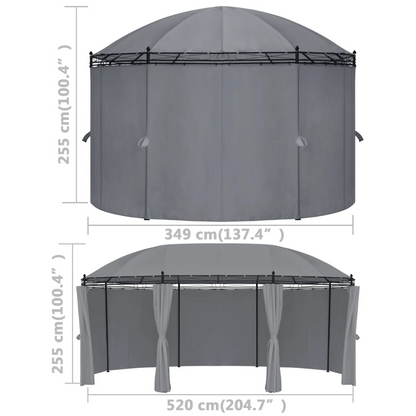 Anthracite Gazebo with Curtains