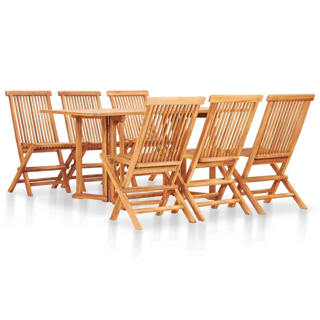 7 Piece Solid Teak Wood Folding Outdoor Dining Set