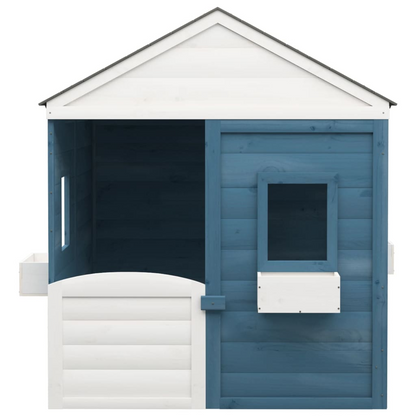  Playhouse with Lockable Door and Flower Pots- Blue