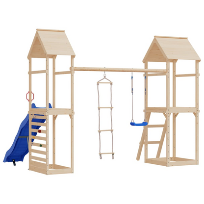 Swing Seat with Rope Ladder and Climbing Stones Blue PE