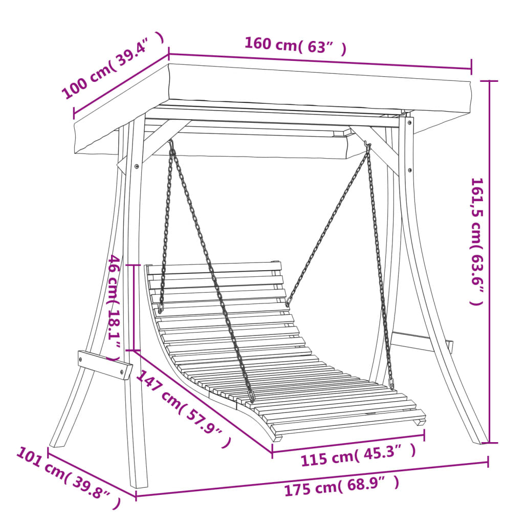 Solid Wood Swing Bed with Canopy | Jscapes Home and Garden