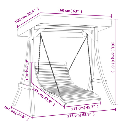 Solid Wood Swing Bed with Canopy | Jscapes Home and Garden