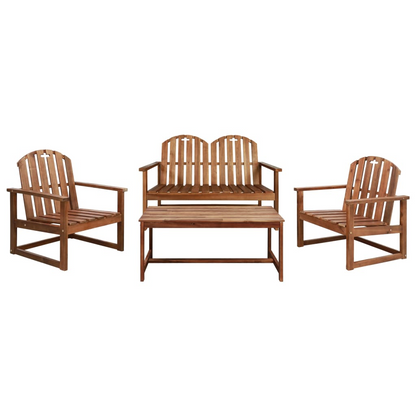  4 Piece Solid Acacia Wood Outdoor Lounge Set