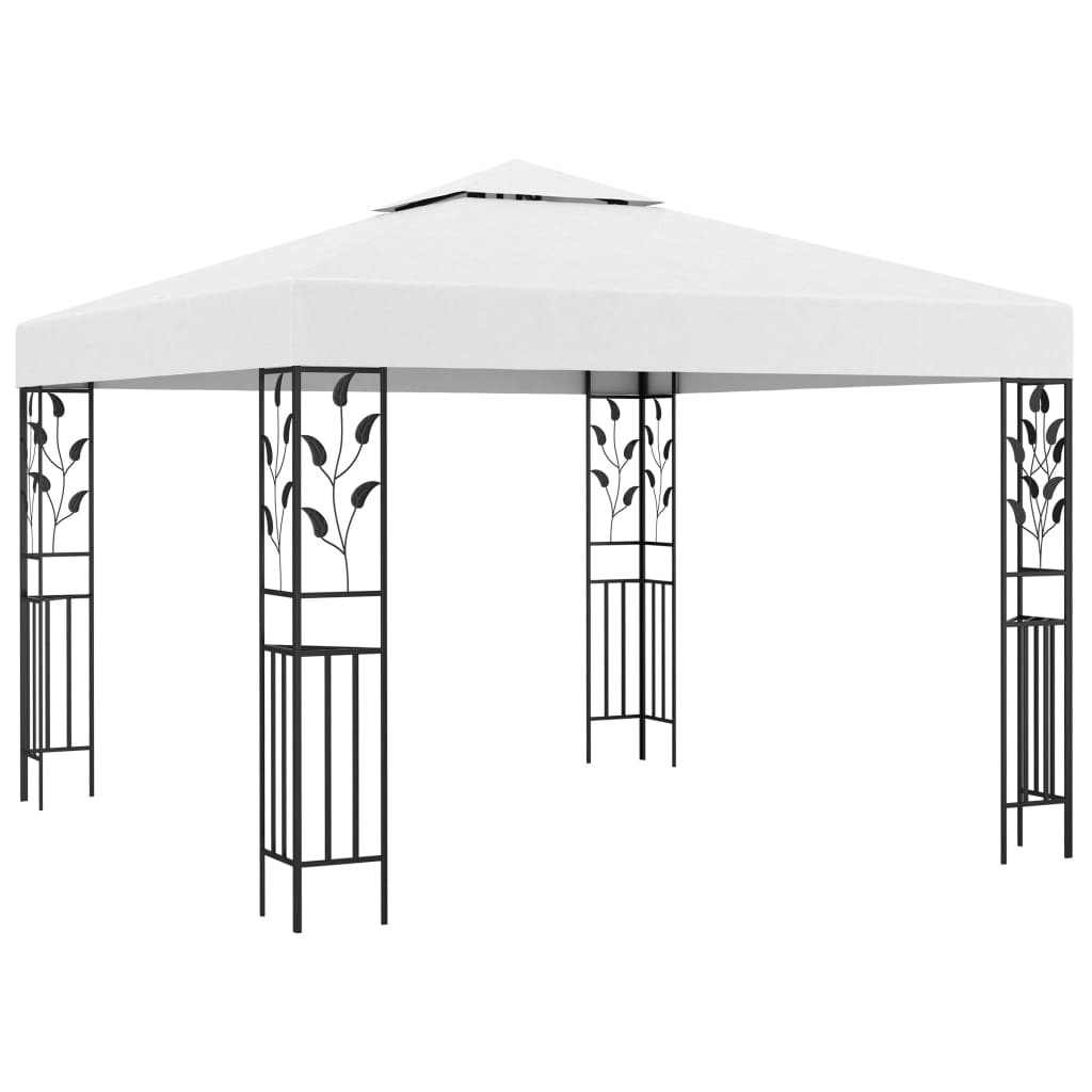 White Gazebo with LED String Lights