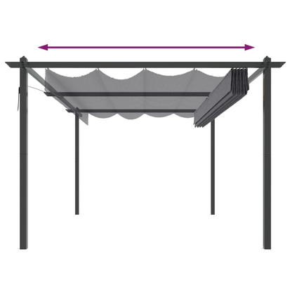 Anthracite Garden Gazebo with Retractable Roof