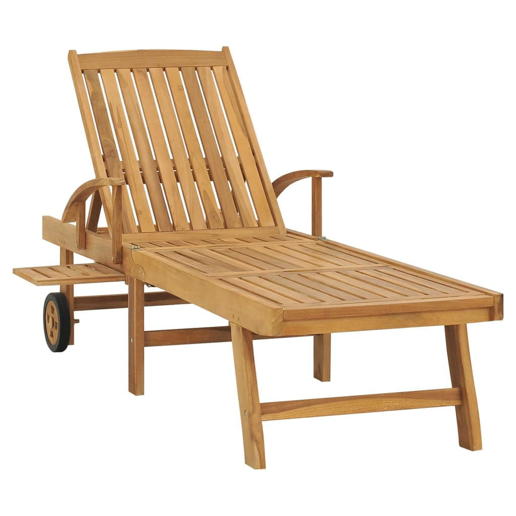  Solid Teak Wood Sun Lounger