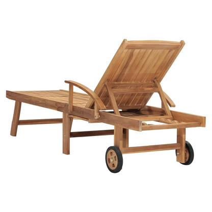  Solid Teak Wood Sun Lounger