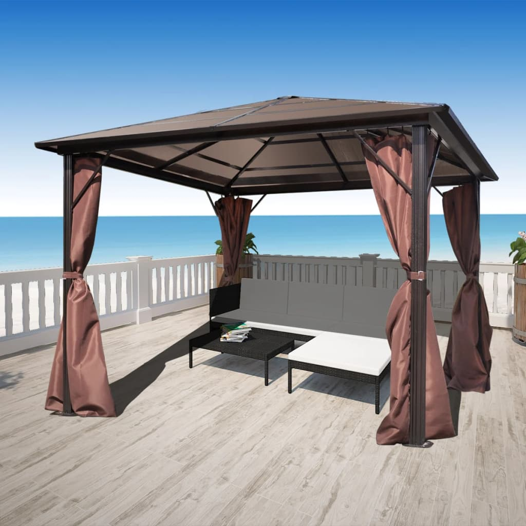 Brown Aluminium  Gazebo with Curtain