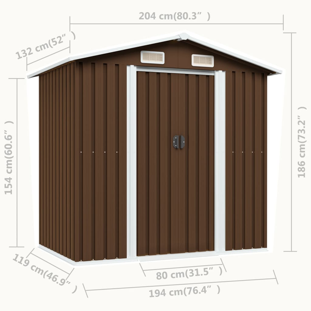 Garden Storage Shed Brown 204x132x186 cm