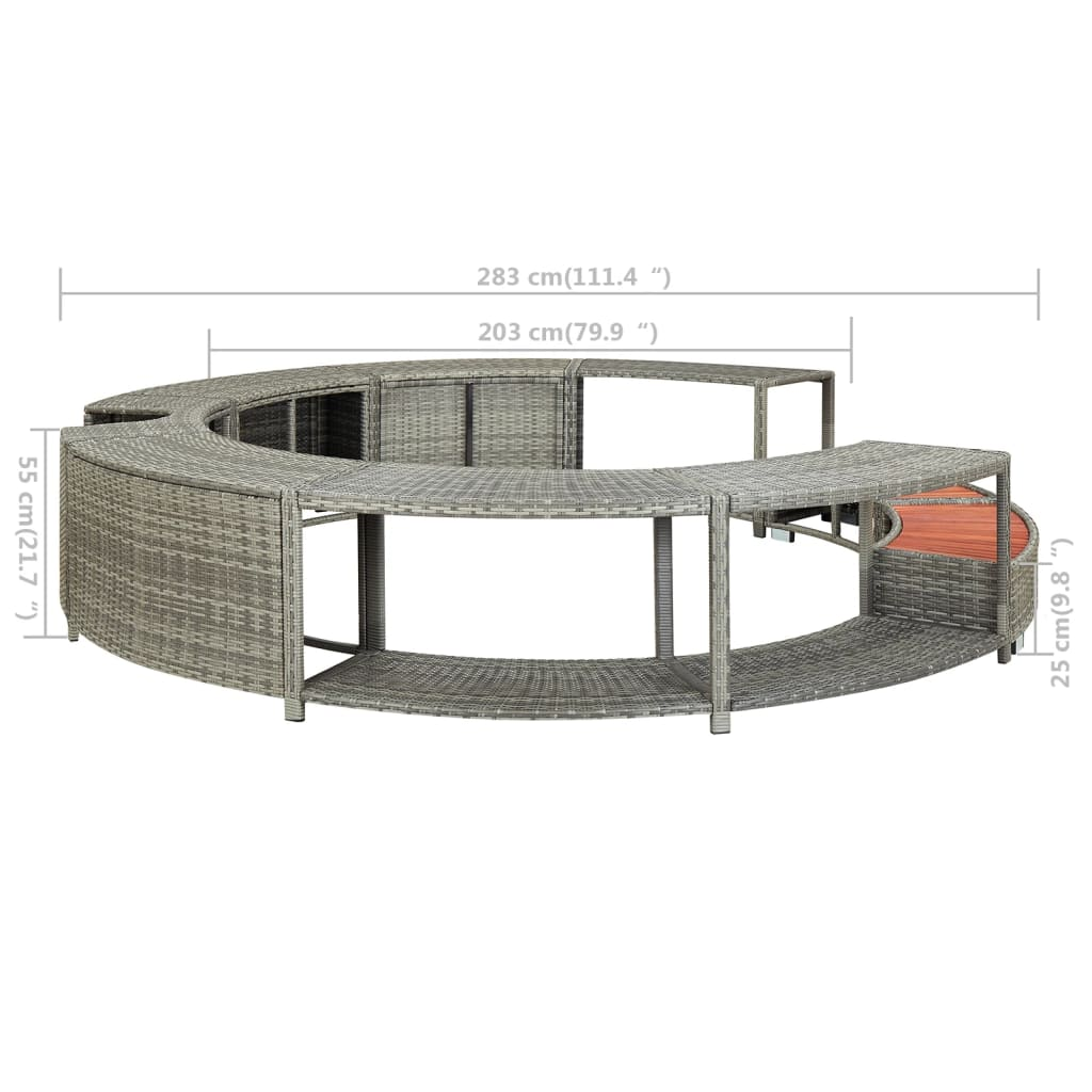  Hot Tub Surround Grey Poly Rattan