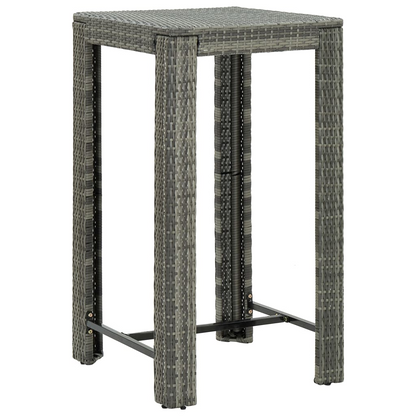 3 Pcs Grey Poly Rattan&Solid Wood Garden Bar Set