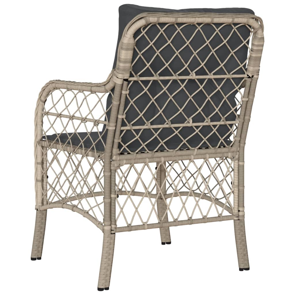 Light Grey 2 pcs Poly Rattan Garden Chairs with Cushions