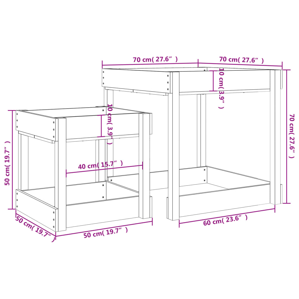 Set of 2 Solid Pine Sand Tables | Jscapes Home and Garden