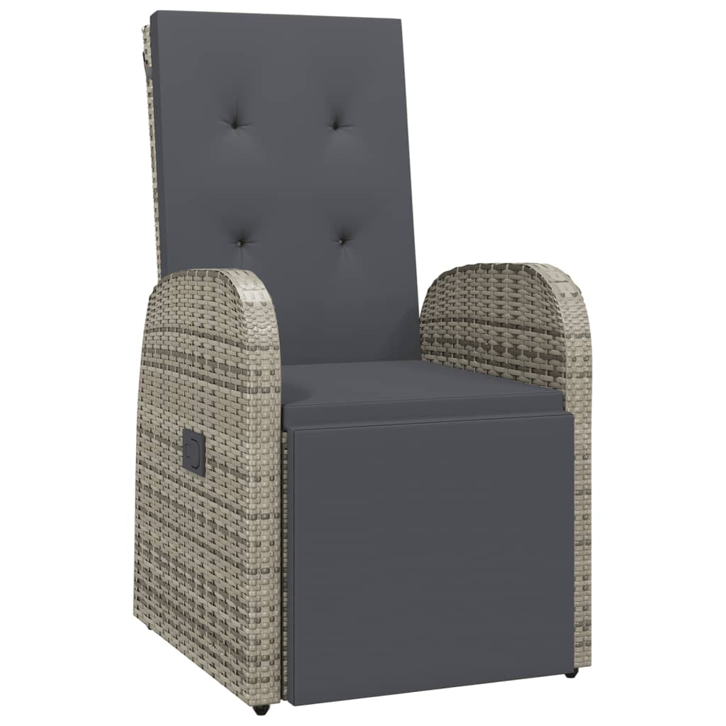  Grey Poly Rattan Reclining Garden Chair with Cushions