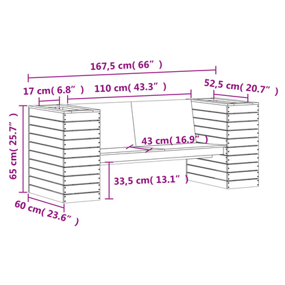  Solid Douglas Wood Planter Bench 167.5x60x65 cm