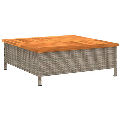 Grey Rattan and Acacia Wood Garden Table 70x70x25 cm